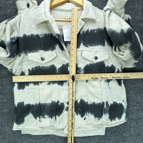 POL Knit Jacket Womens Small Swish‎ Splash Tie Dye Boxy Raw Front Hem Oversized - Picture 11 of 12